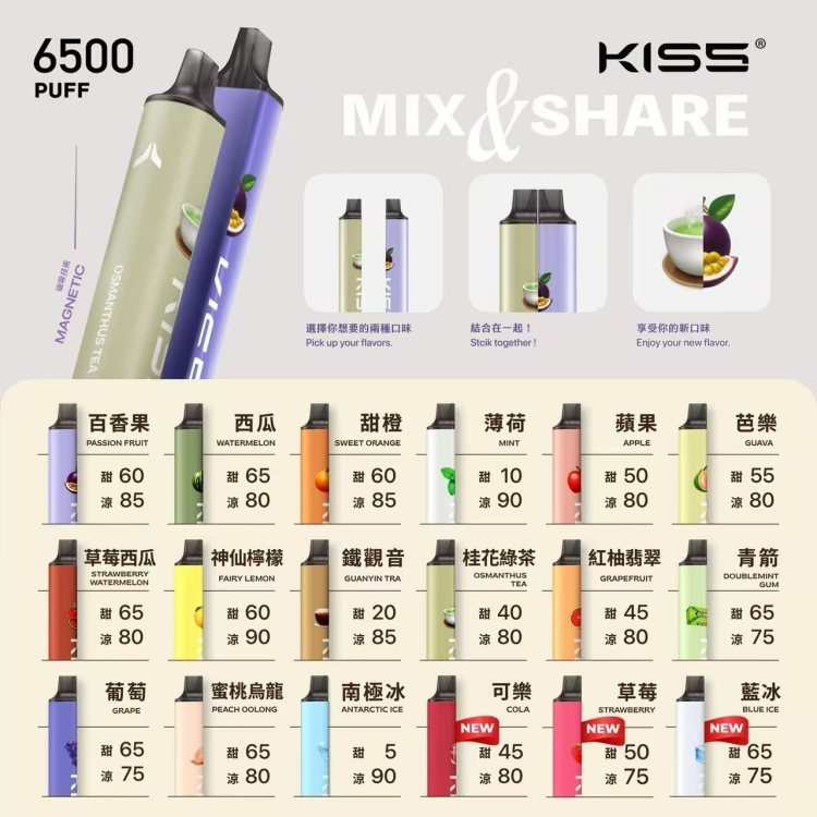 凱斯KISS6500口 正品現貨 拋棄式電子煙購買 新鮮日期 8/25